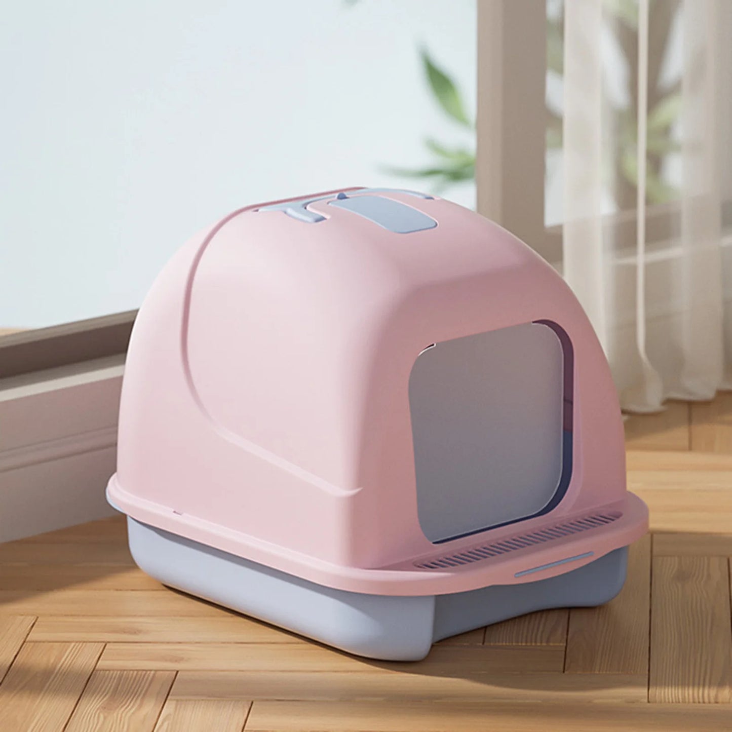 Hignconcerned Cat Litter Box With Lid Enclosed Pan Scoop