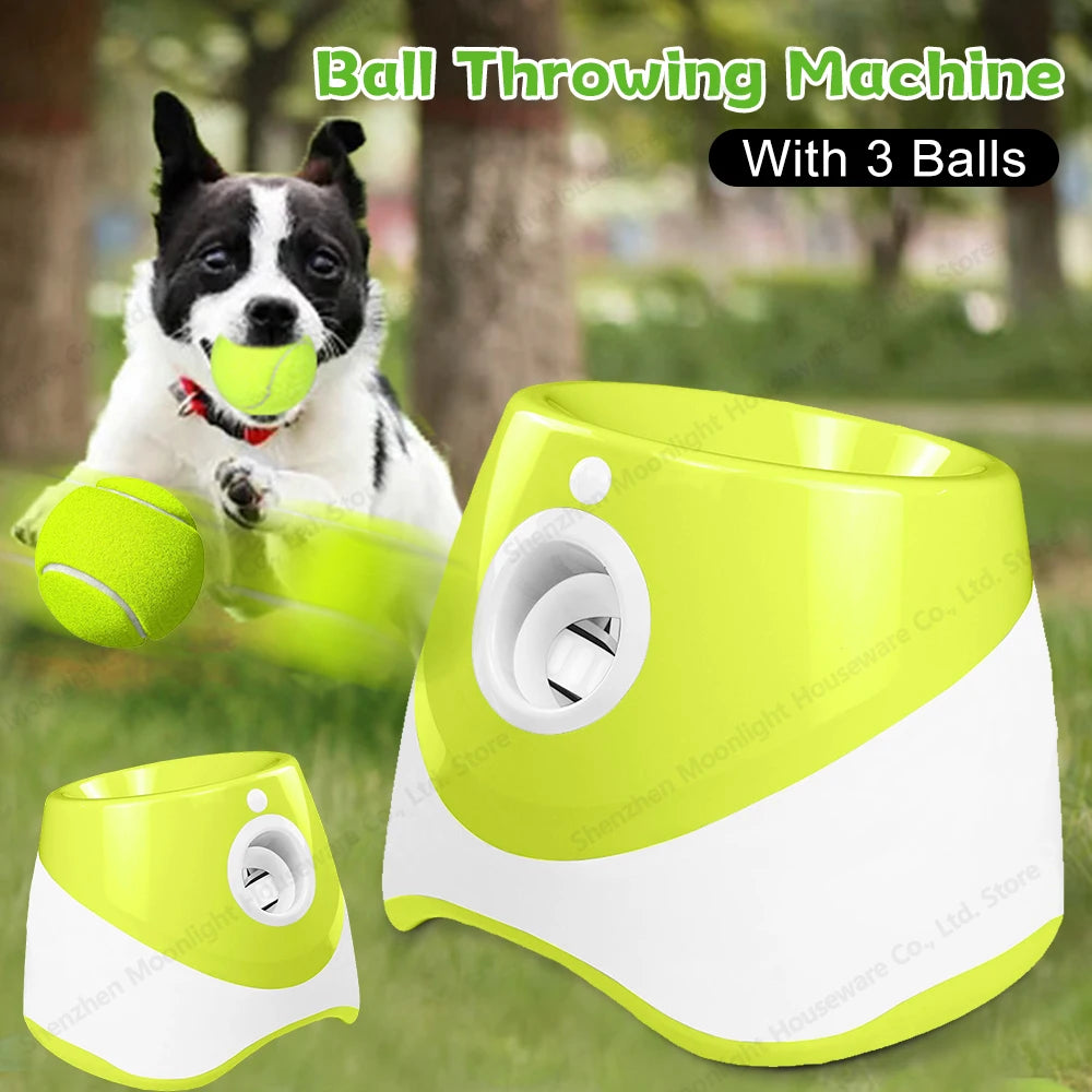 Automatic Dog Ball Thrower Launcher With 3 Tennis Balls Outdoor