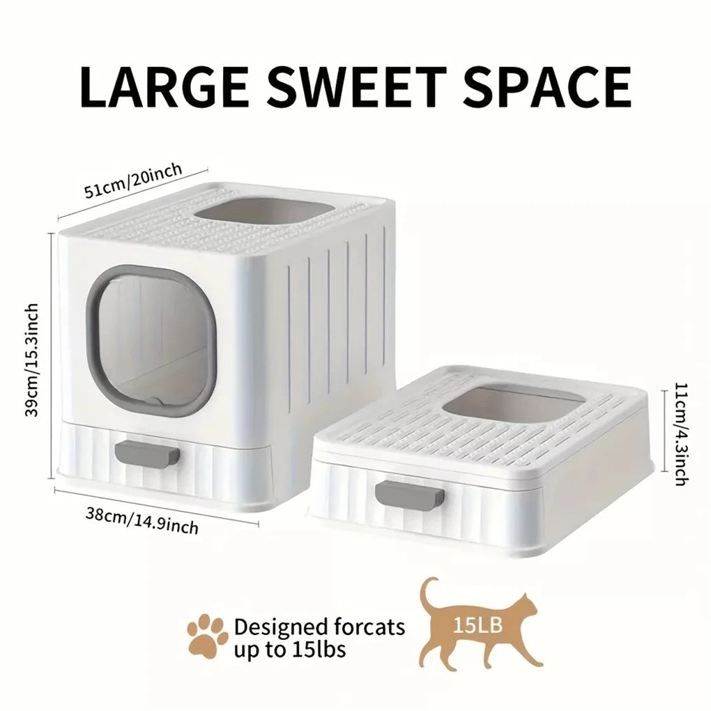 Feature Leakproof Enclosed Cat Litter Box With Drawer Scoop