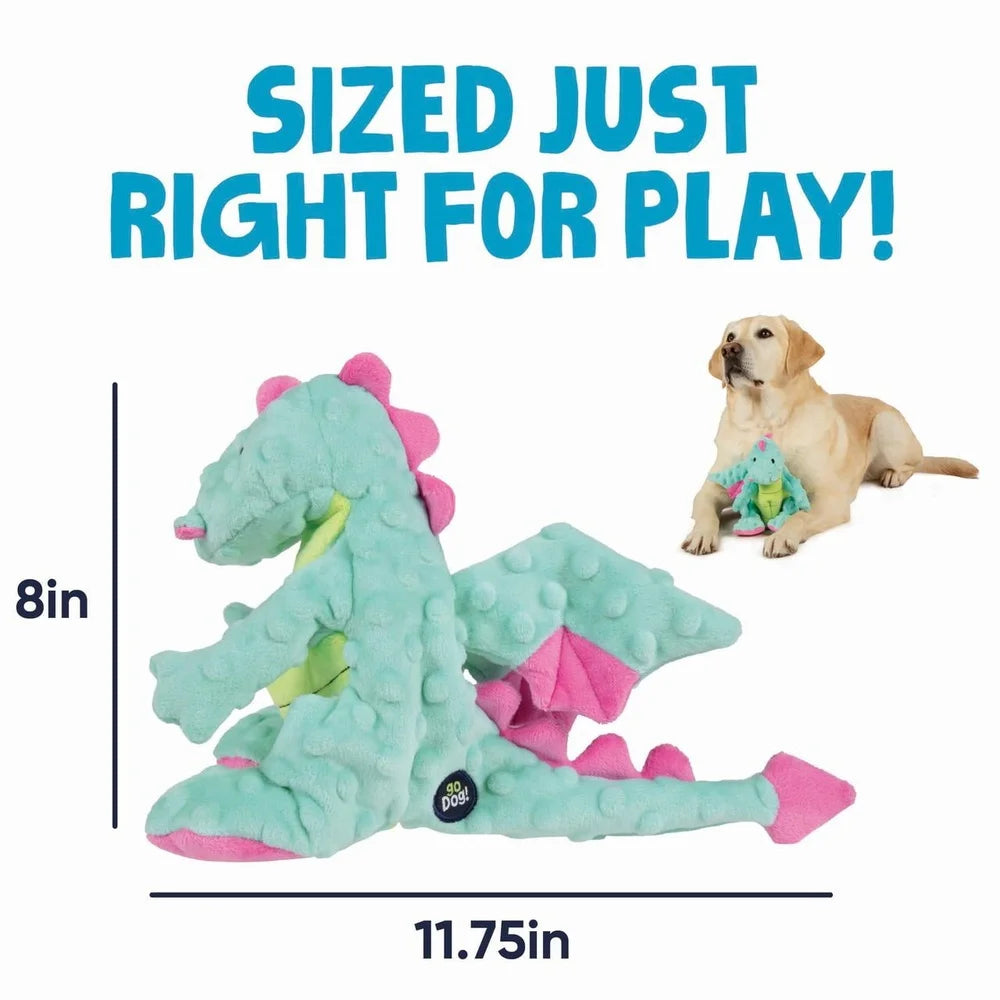 XMSJ Plush Dragon Dog Toy Chew Guard Squeaker Wings
