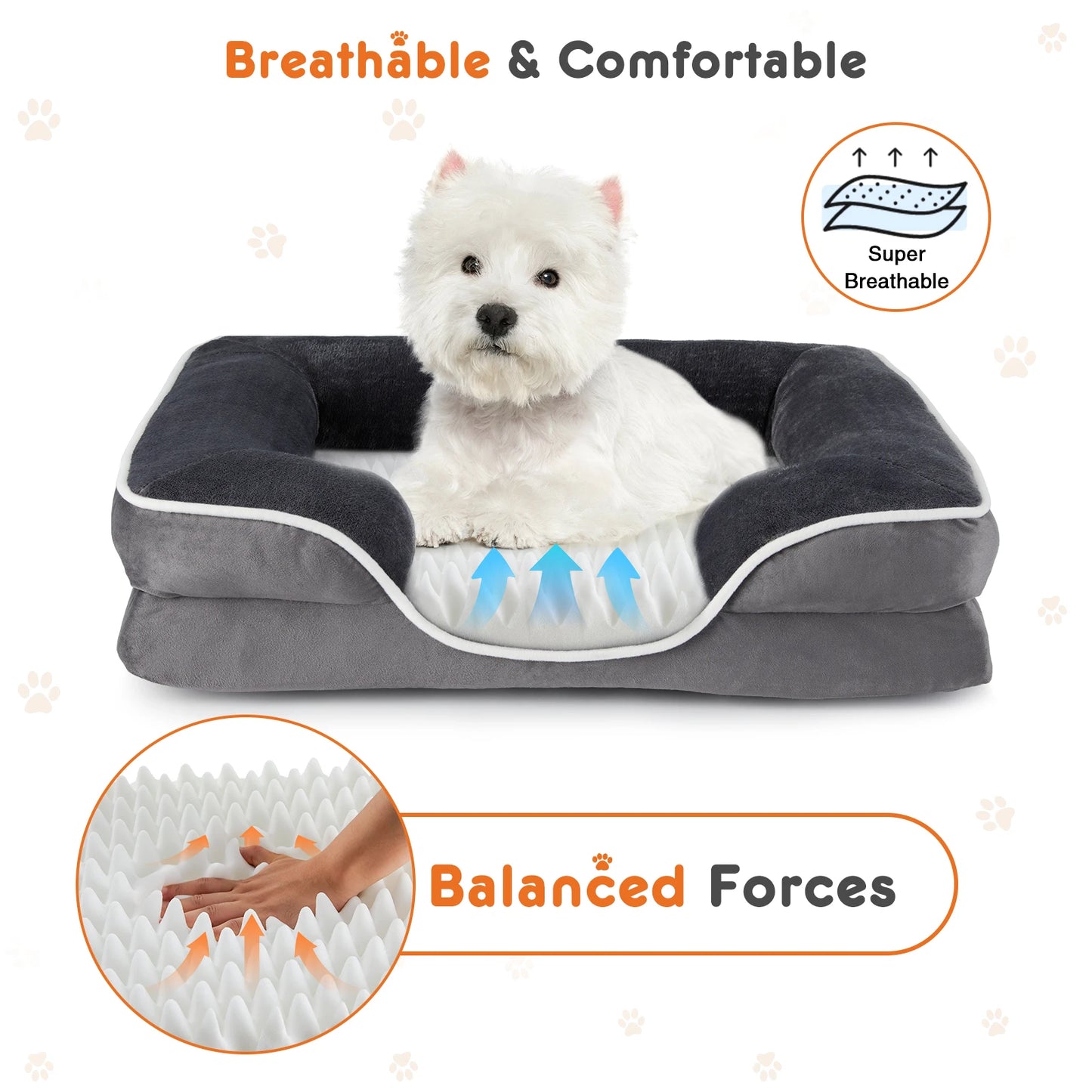 JHK Orthopedic Memory Foam Dog Bed with Washable Cover