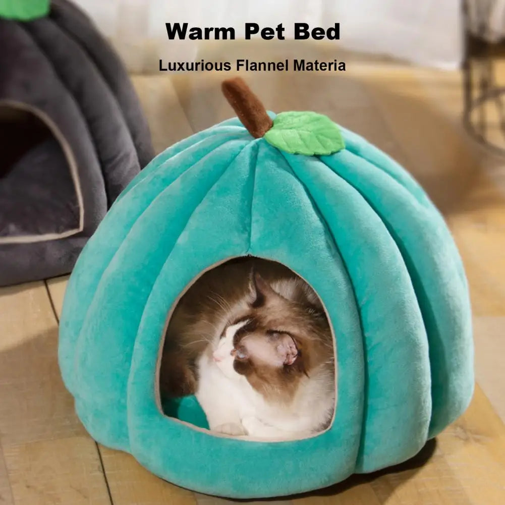 Semi Enclosed Pumpkin Pet Bed for Cats and Small Dogs