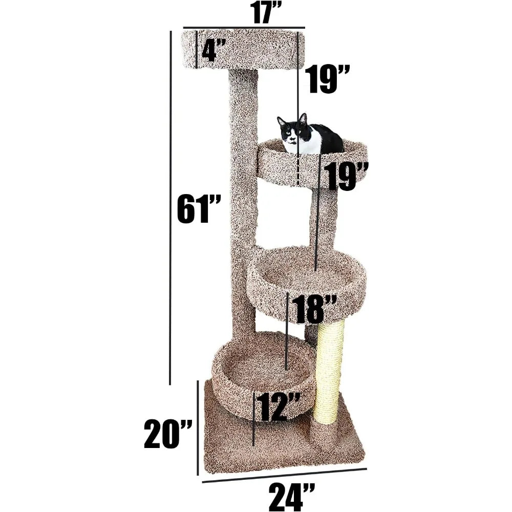 Beige Cat Tree by Zhiyong for Large Cats and Indoor Fun