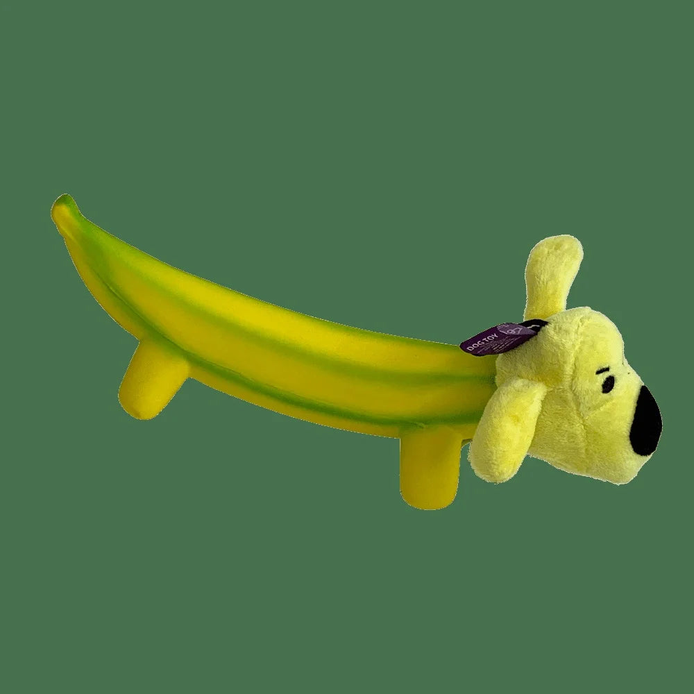 XMSJH Banana Shaped Dog Toy 2 Pack Durable Latex Plush Chew