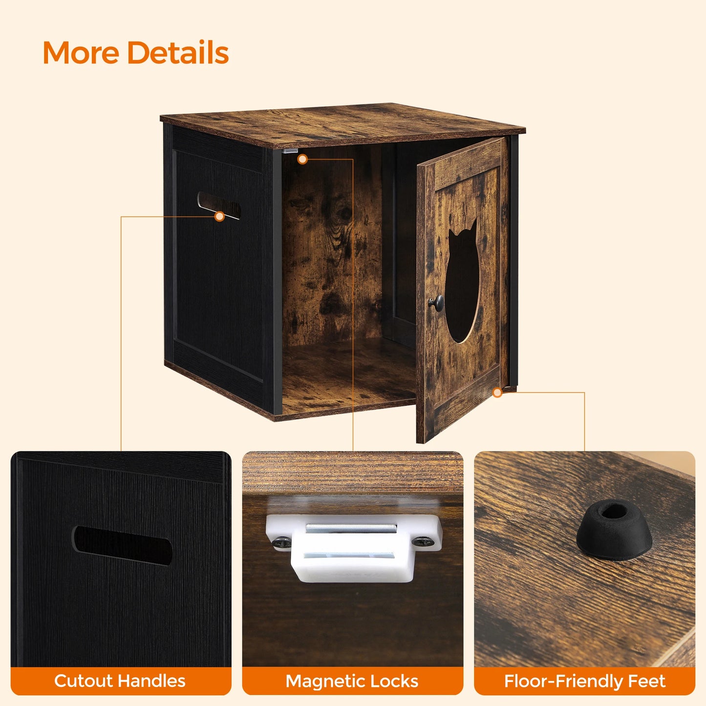 Feandrea Hidden Litter Box Furniture Enclosure Cabinet for Cats