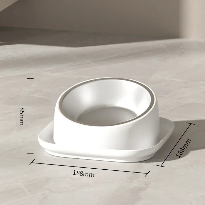 Anti-Overturning Non-Slip Cat Feeder Bowl 15 Degree Slope