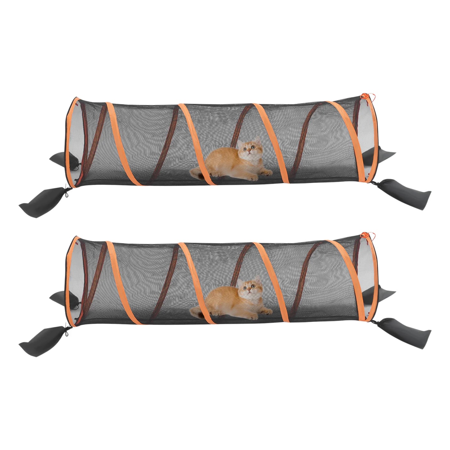 Foldable Cat Play Tunnel 2pcs Mesh Pet Channel for Cats and Dogs