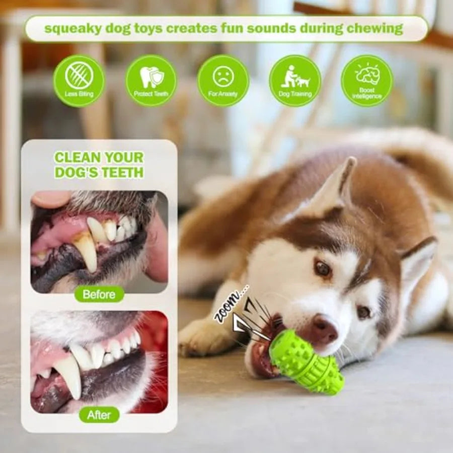 Hign-Concerned Interactive Rubber Chew Squeaky Toy For Large Dogs