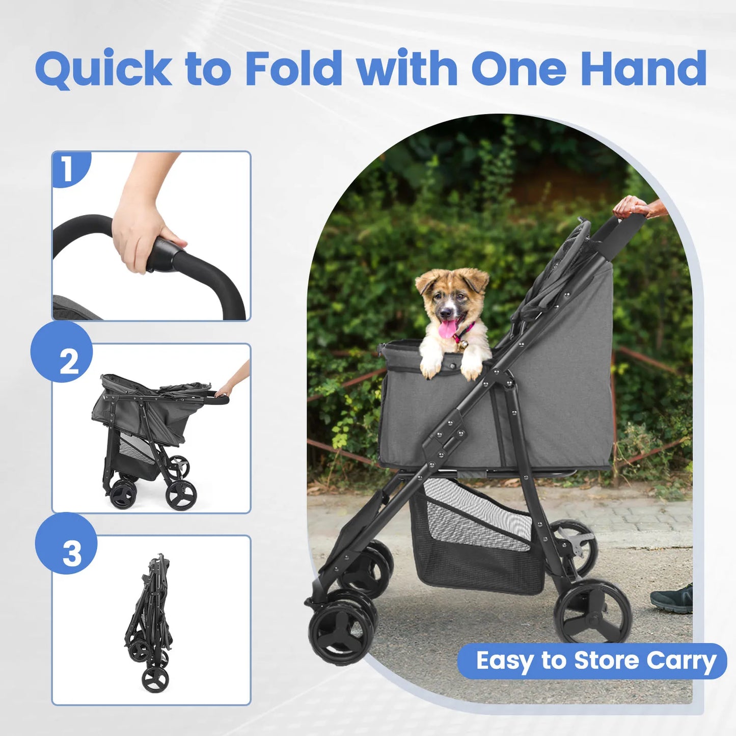 Wedyvko Pet Stroller with 360 Rotate Wheels for Small Dogs