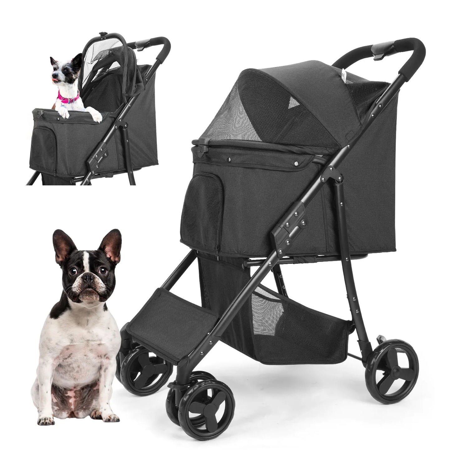 Wedyvko Pet Stroller with 360 Rotate Wheels for Small Dogs