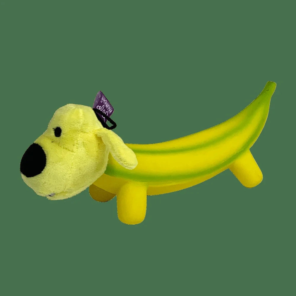 XMSJH Banana Shaped Dog Toy 2 Pack Durable Latex Plush Chew