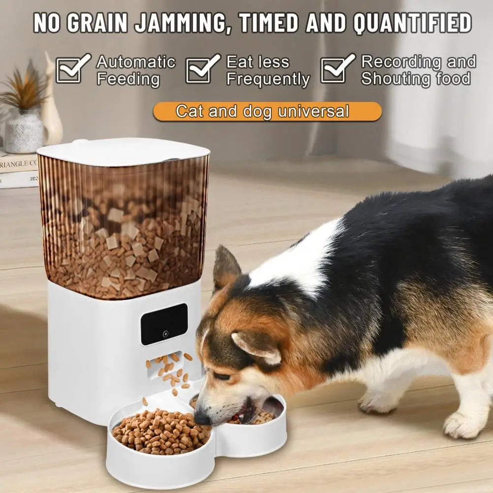 Smart Pet Feeder With Dual Bowls And WiFi Remote Control 5L