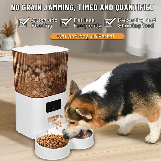 Smart Pet Feeder With Dual Bowls And WiFi Remote Control 5L