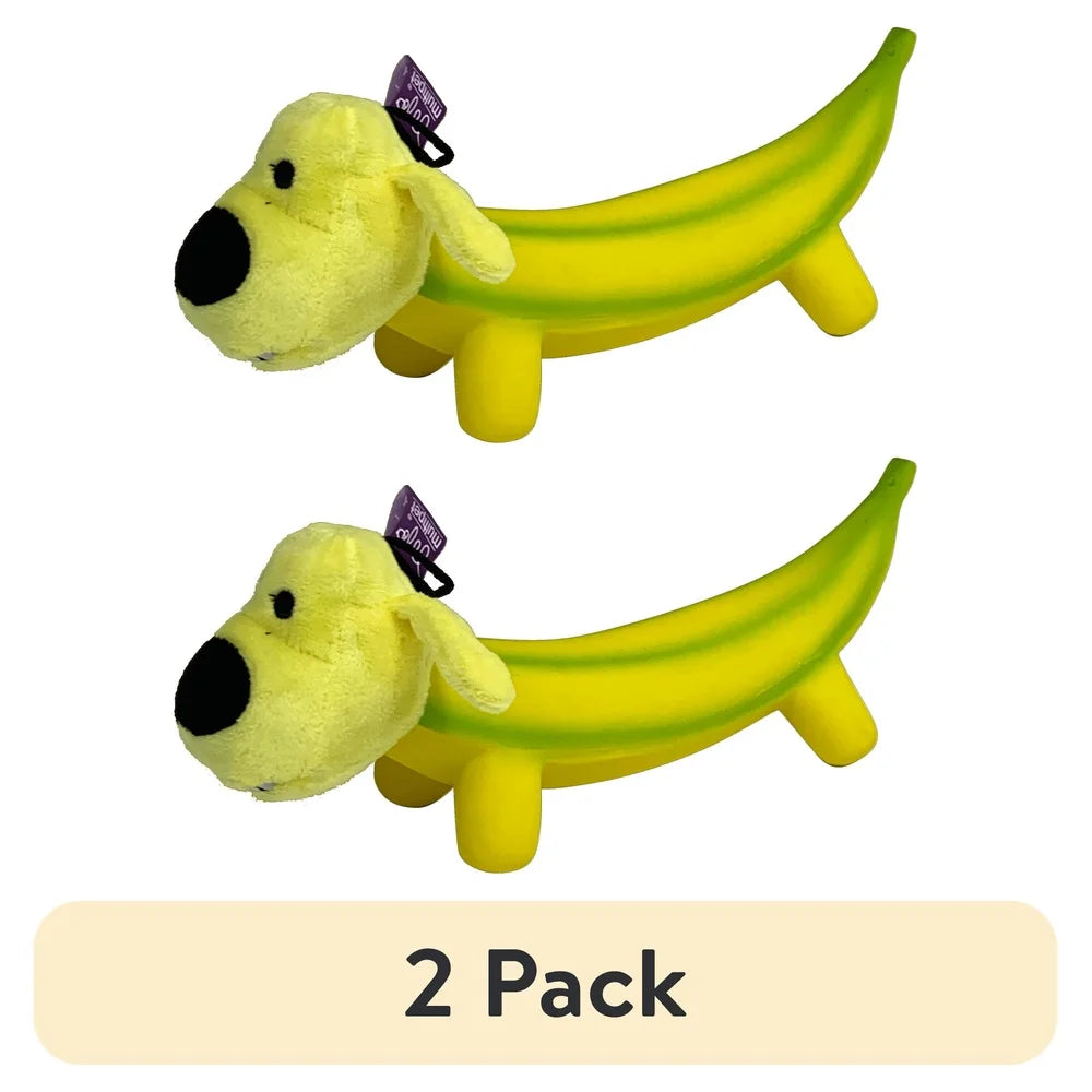 XMSJH Banana Shaped Dog Toy 2 Pack Durable Latex Plush Chew