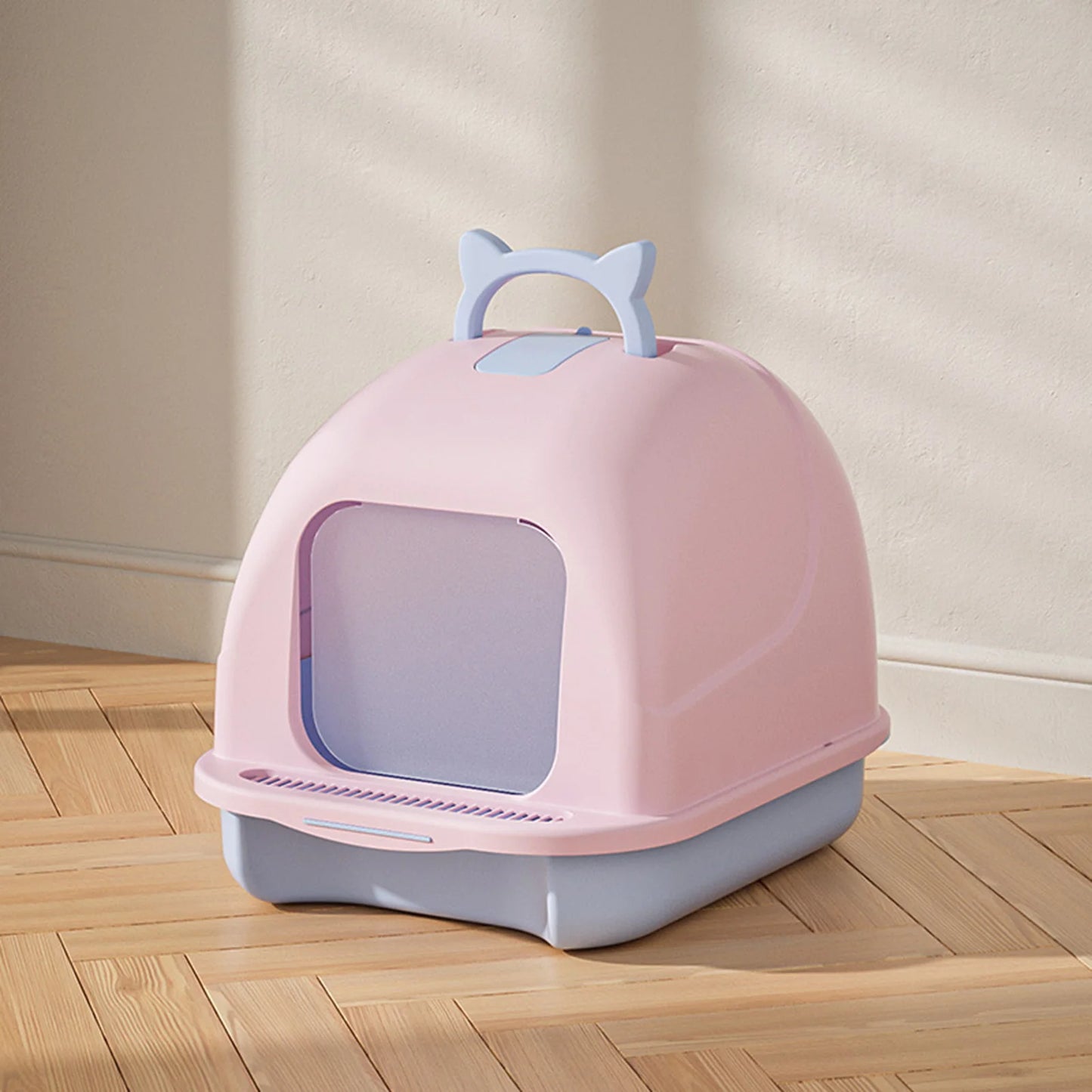 Hignconcerned Cat Litter Box With Lid Enclosed Pan Scoop