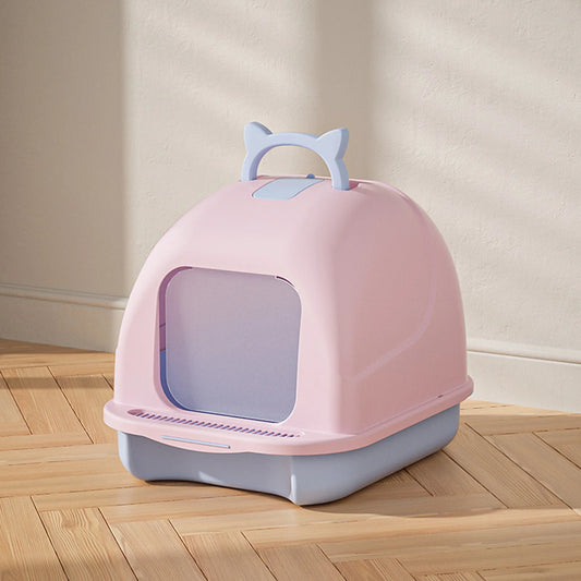 Hignconcerned Cat Litter Box With Lid Enclosed Pan Scoop