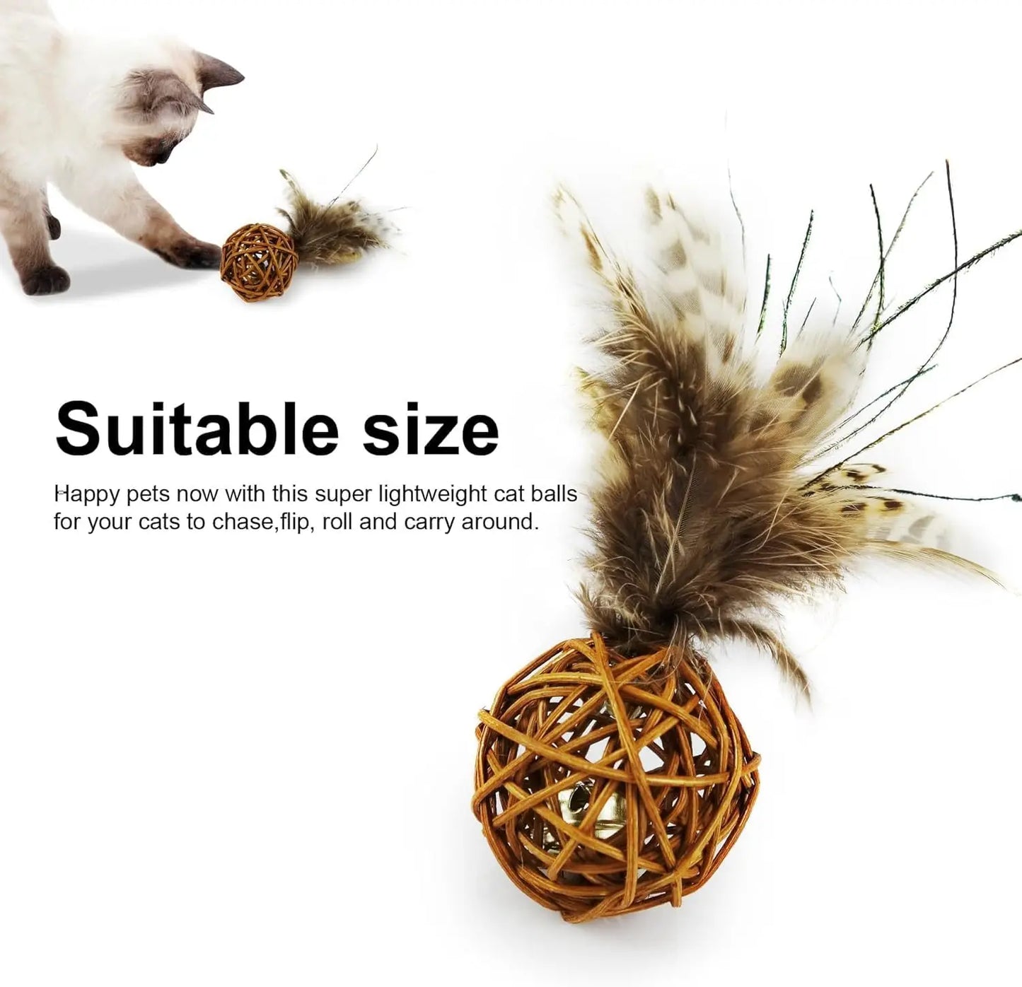 CN Zhejiang Feather Cat Ball Toy With Bell For Indoor Cats