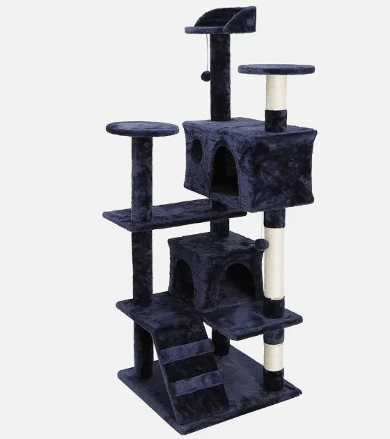 Grey Beige Blue Brown 53 Inch Cat Tree Tower Activity Center
