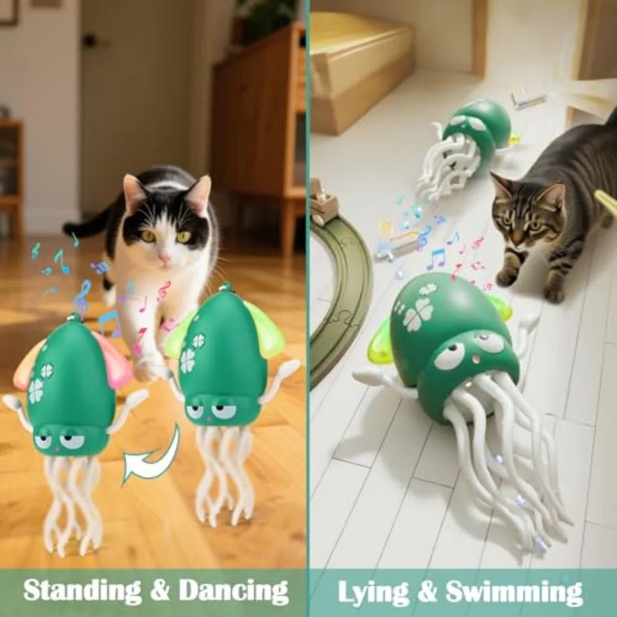 Hign-concerned Interactive Octopus Cat Toy Dancing Light Modes Indoor Cats