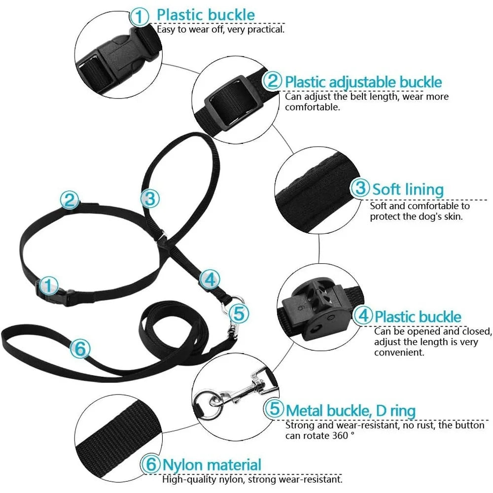 Adjustable Dog Head Collar Halter Gentle Control with Leash