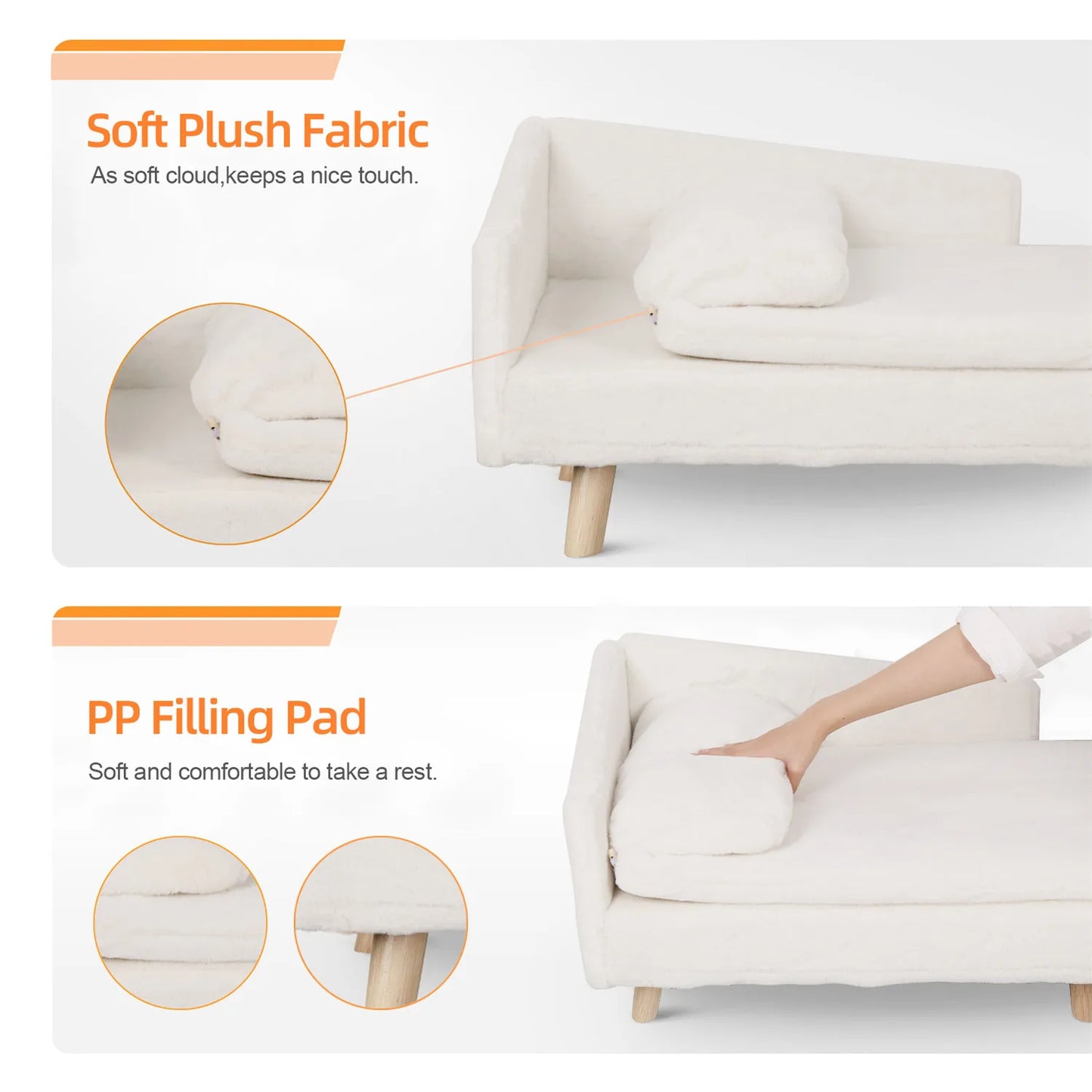 Elevated Nordic Pet Bed with Cozy Waterproof Pad for Small Dogs